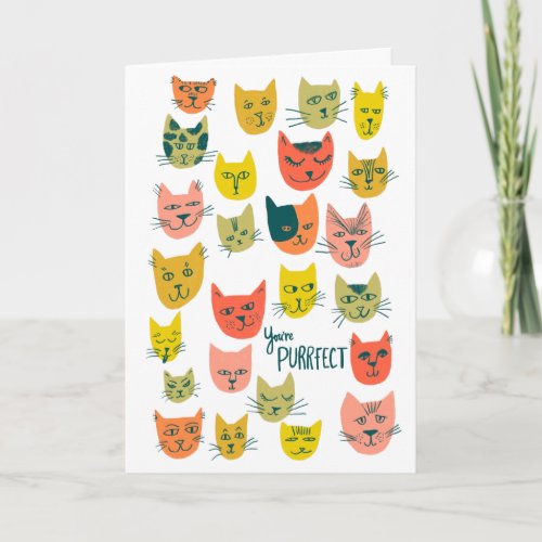Cute colorful cat heads pattern BEST FRIENDS Card