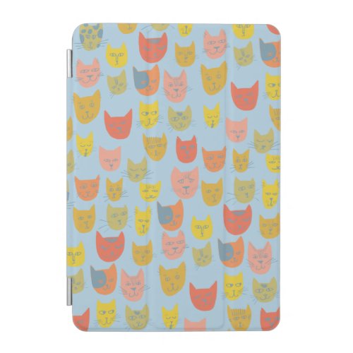 Cute colorful cat heads pattern iPad mini cover