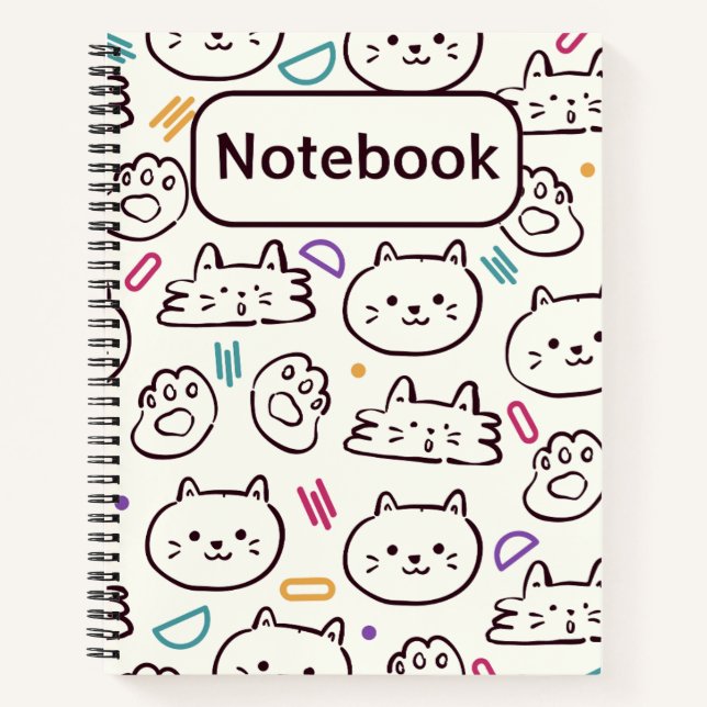 cute colorful cat kids notebook  (Front)