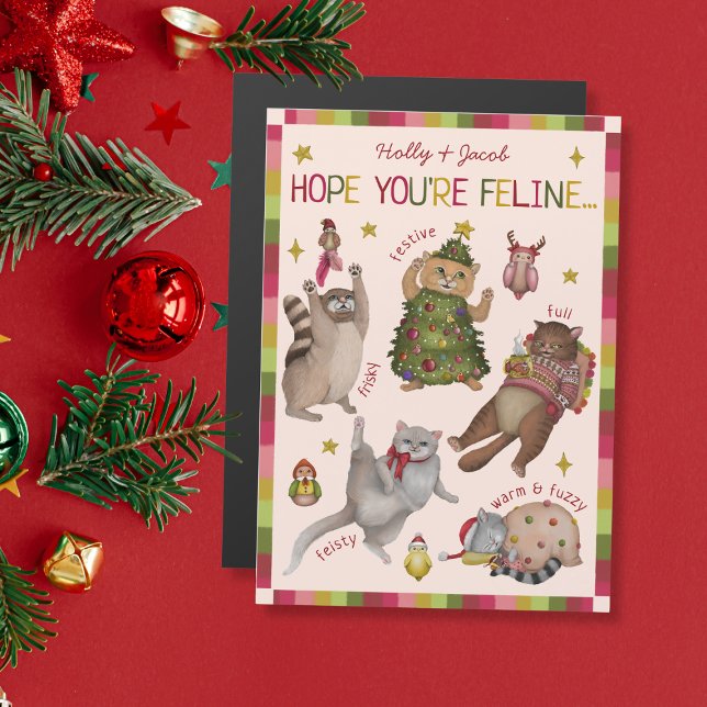 Cute Colorful Cat Lover Christmas Card Magnet (Creator Uploaded)