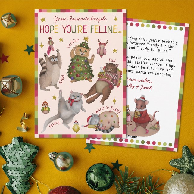 Cute Colorful Cat Lover Feeling Chart Christmas Holiday Card (Creator Uploaded)