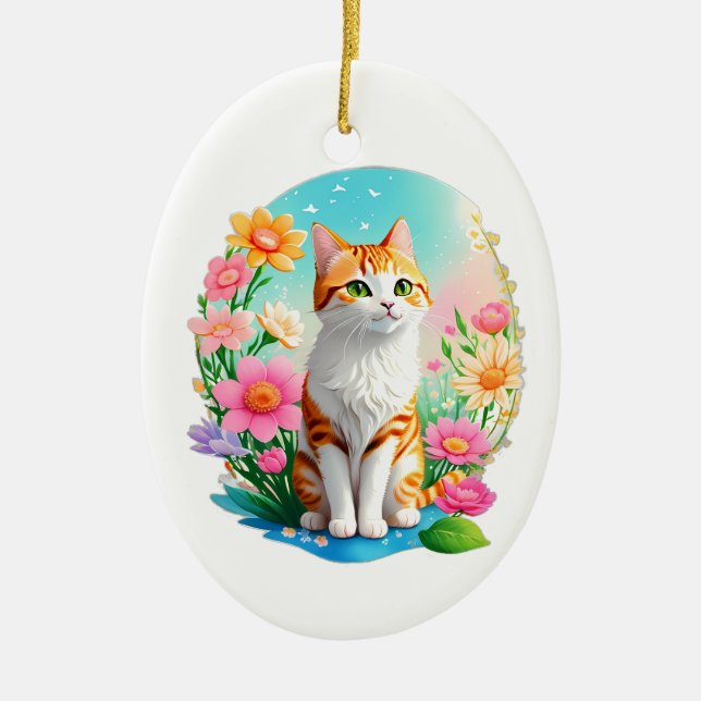 Cute Colorful Cat Ornament (Front)