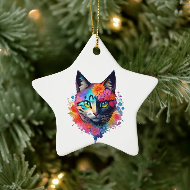 Cute Colorful Cat Ornament (Tree)