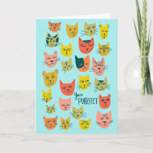 Cute colorful cat pattern HAPPY VALENTINES CUSTOM Card