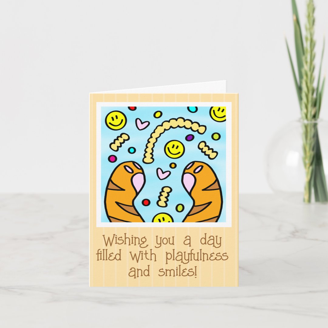 Cute Colorful Cat Paws Fries In The Sky Friendship Card