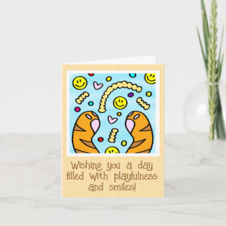 Cute Colorful Cat Paws Fries In The Sky Friendship Card