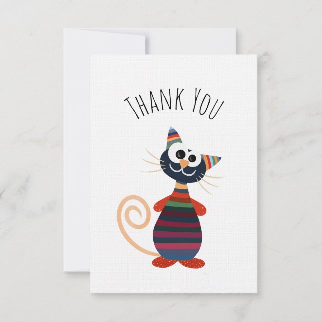 Cute colorful cat thank you card (Front)
