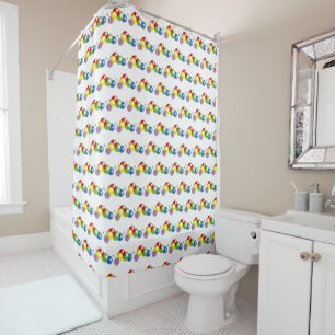 cute colorful caterpillar shower curtain