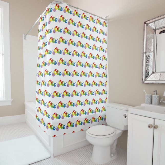 cute colorful caterpillar shower curtain (In Situ)