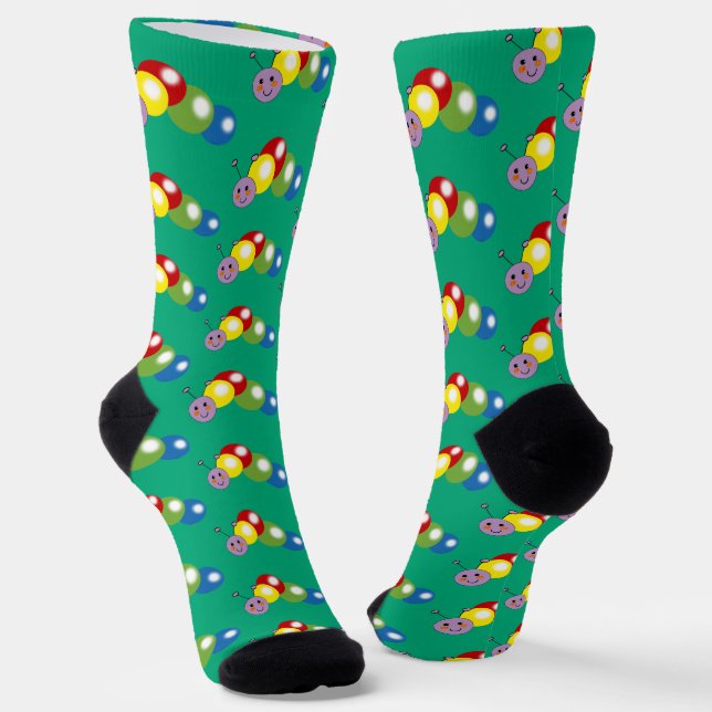 cute colorful caterpillar socks (Angled)