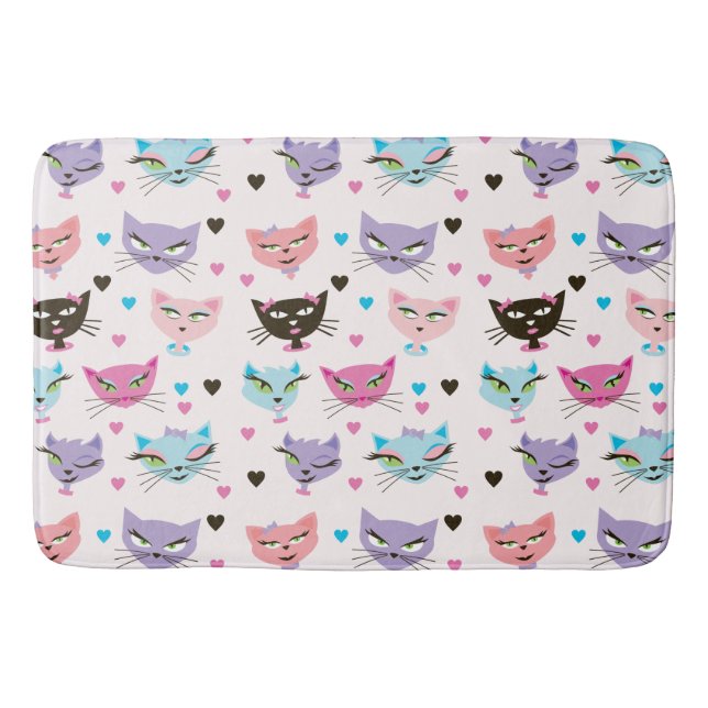 Cute Colorful Cats Bathroom Mat (Front)