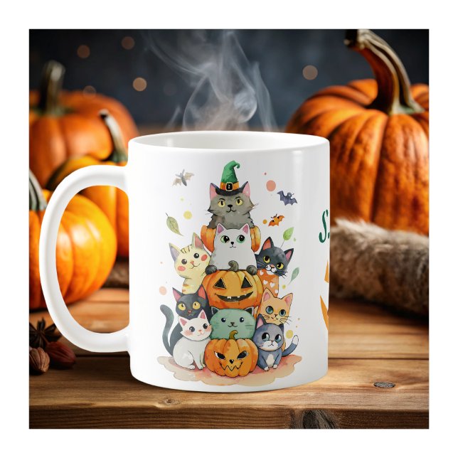 cute colorful cats in pumpkin personnalized mugs (Creator Uploaded)