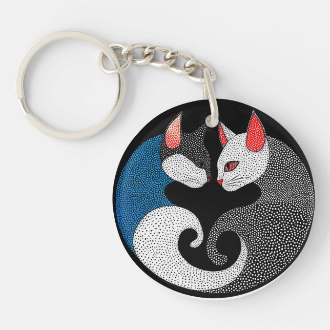 Cute colorful cats keychain (Front)