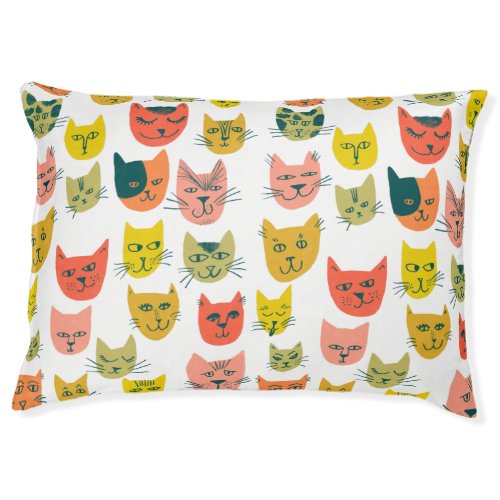 Cute Colorful Cats Modern Print Pattern Pet Bed