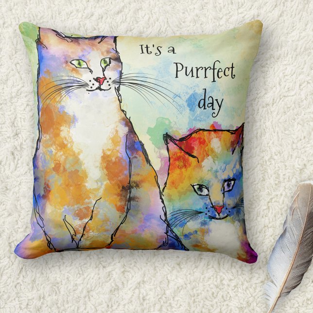 Cute Colorful Cats Painted Pillow (Creator Uploaded)