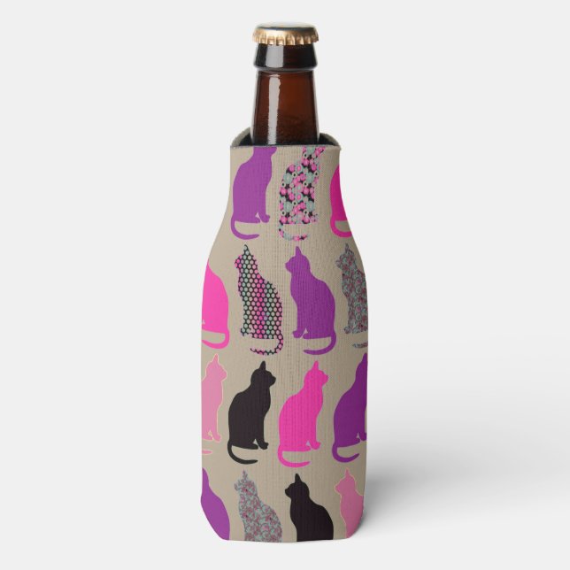 Cute Colorful Cats Pattern Bottle Cooler (Bottle Front)