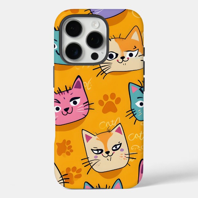 Cute & Colorful Cats Pattern iPhone Case (Back)