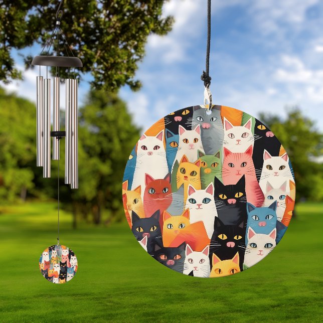 Cute colorful cats pattern wind chime  (Outdoor)