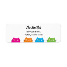 Cute Colorful Cats Return Address