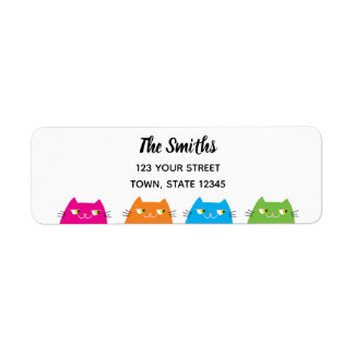 Cute Colorful Cats Return Address Label