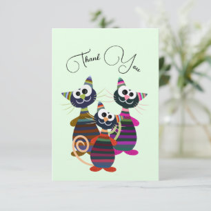 Cute colorful cats thank you card