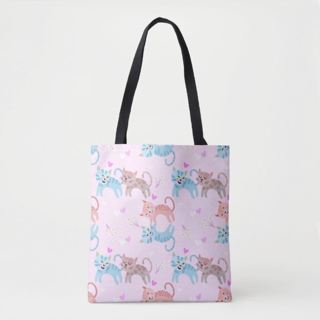 Cute Colorful Cats Tote Bag (Front)