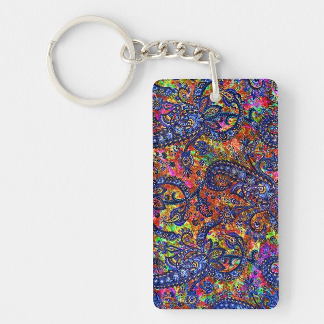 Cute colorful chakra pattern checkbook cover keychain (Front)