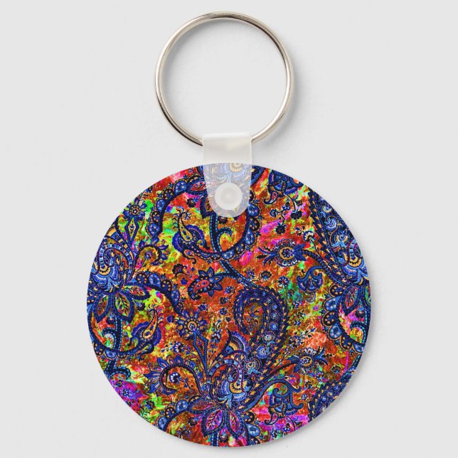 Cute colorful chakra pattern checkbook cover keychain (Front)