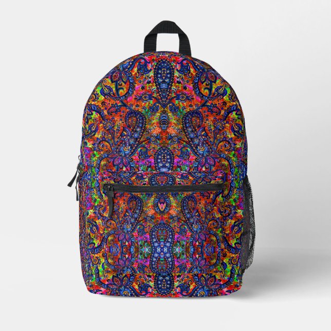 Cute colorful chakra pattern checkbook cover printed backpack (Front)
