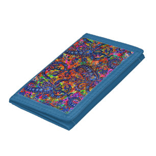 Cute colorful chakra pattern checkbook cover tri-fold wallet