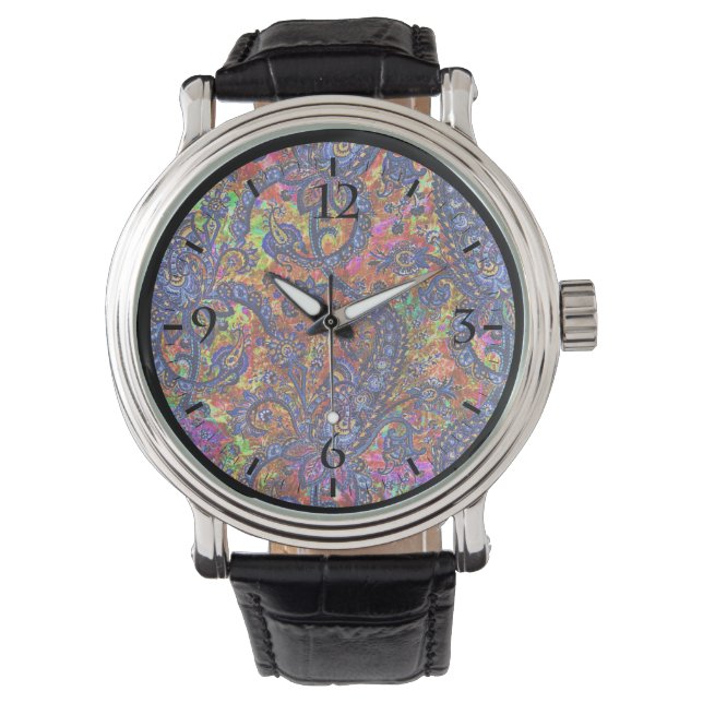 Cute colorful chakra pattern checkbook cover watch (Front)