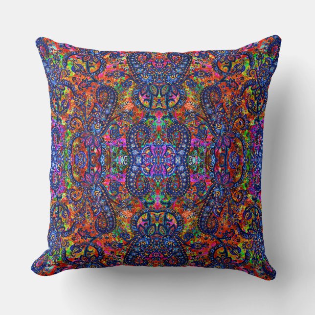 Cute colorful chakra pattern throw pillow (Front)