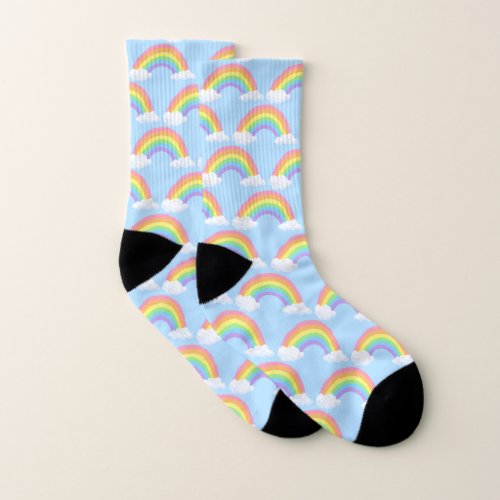 Cute Colorful Chalk_Style Pastel Rainbow Socks