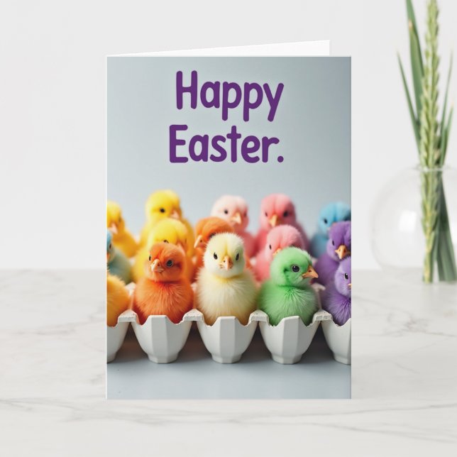 Cute Colorful Chicks Greeting Card (Front)
