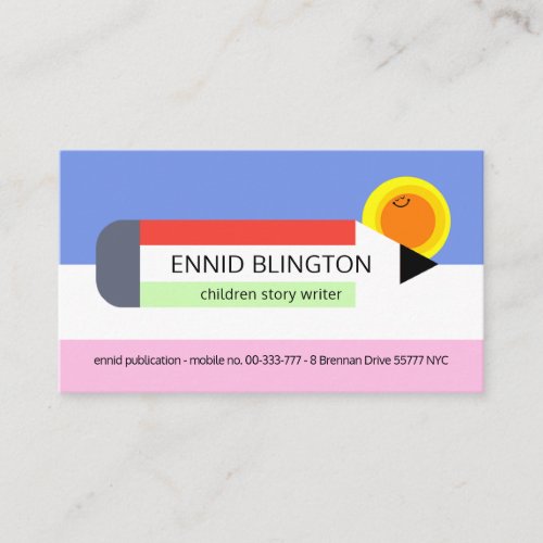 Cute Colorful Childrens Pencil Author Business Card
