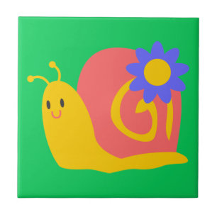 Cute colorful children's snail design ceramic tile