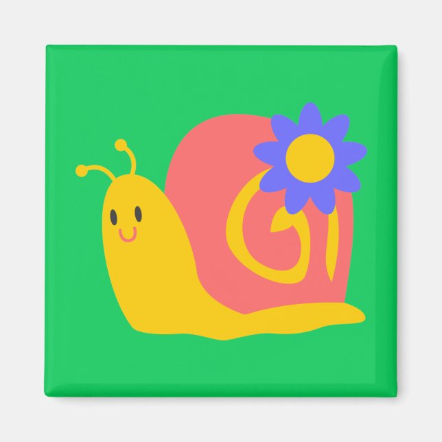 Cute colorful children's snail design magnet (Front)