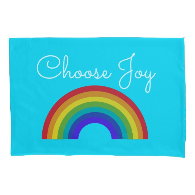 Cute Colorful Choose Joy inspirational Rainbow Pillow Case (Front)