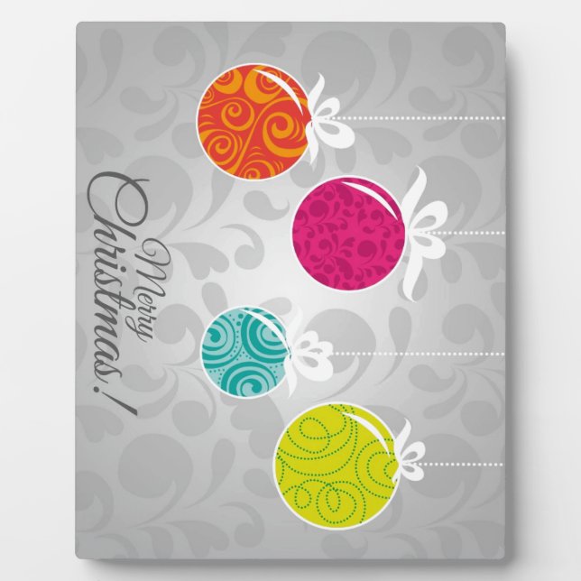 Cute colorful Christmas bauble decorations Plaque (Front)