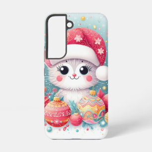 Cute, Colorful Christmas cat Samsung Galaxy S22 Case