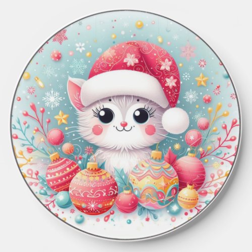 Cute Colorful Christmas cat  Wireless Charger