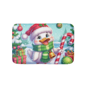 Cute Colorful Christmas duck Bath Mat