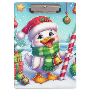 Cute Colorful Christmas duck Clipboard