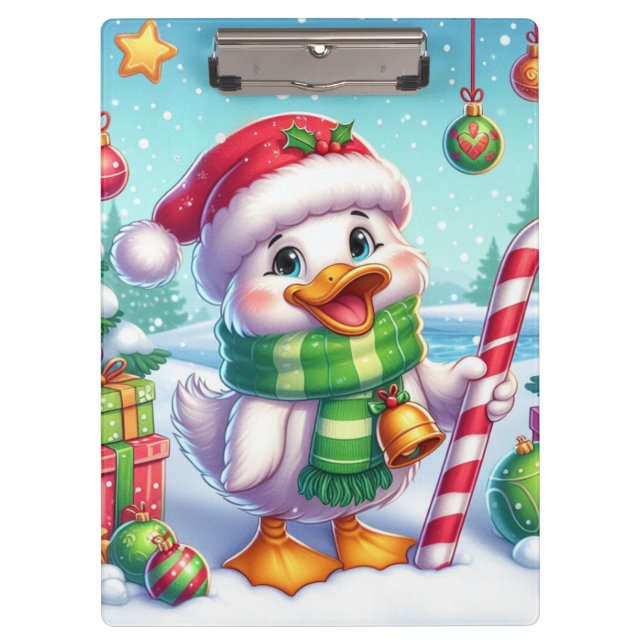 Cute Colorful Christmas duck Clipboard (Front)