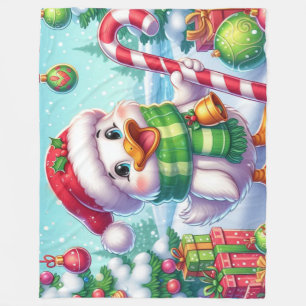 Cute Colorful Christmas duck Fleece Blanket