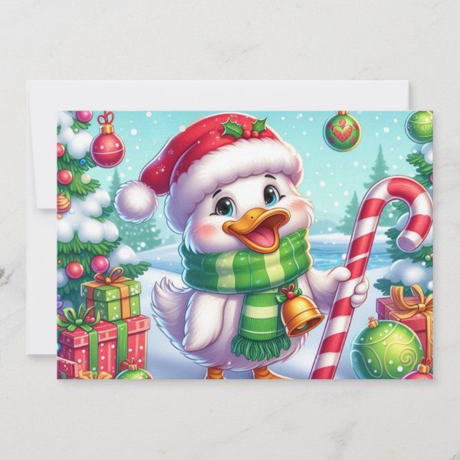 Cute Colorful Christmas duck Holiday Card (Front)
