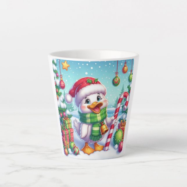 Cute Colorful Christmas duck Latte Mug (Front)