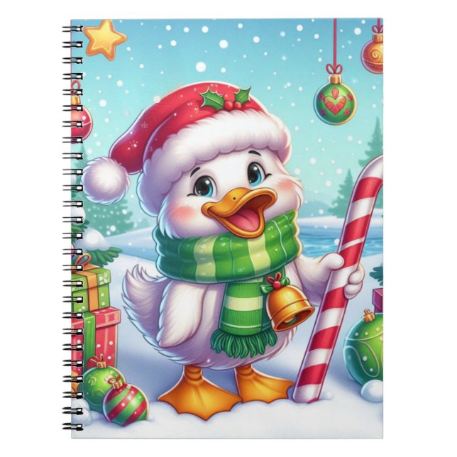Cute Colorful Christmas duck Notebook (Front)