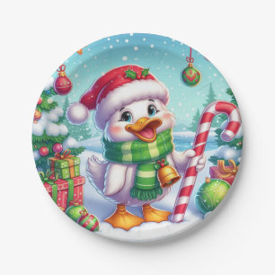 Cute Colorful Christmas duck Paper Plates