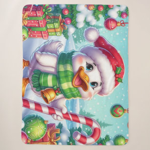 Cute Colorful Christmas duck Sherpa Blanket
